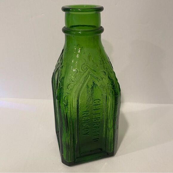 Vintage Chief Wahoo Electric Tonic Cathedral Brand Green Glass Bottle - Picture 7 of 7